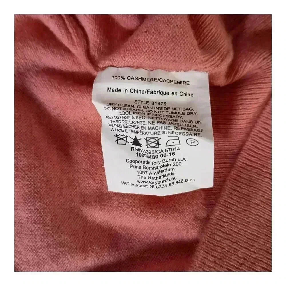 Tory Burch Cashmere Pullover Sweater Top Pink Women's XS